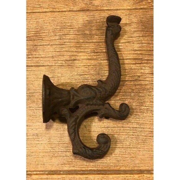 One (1) Cast Iron Chinese Dragon 8" Wall Hook Dolphin Wall Hooks 0170-01204 R - Picture 2 of 12